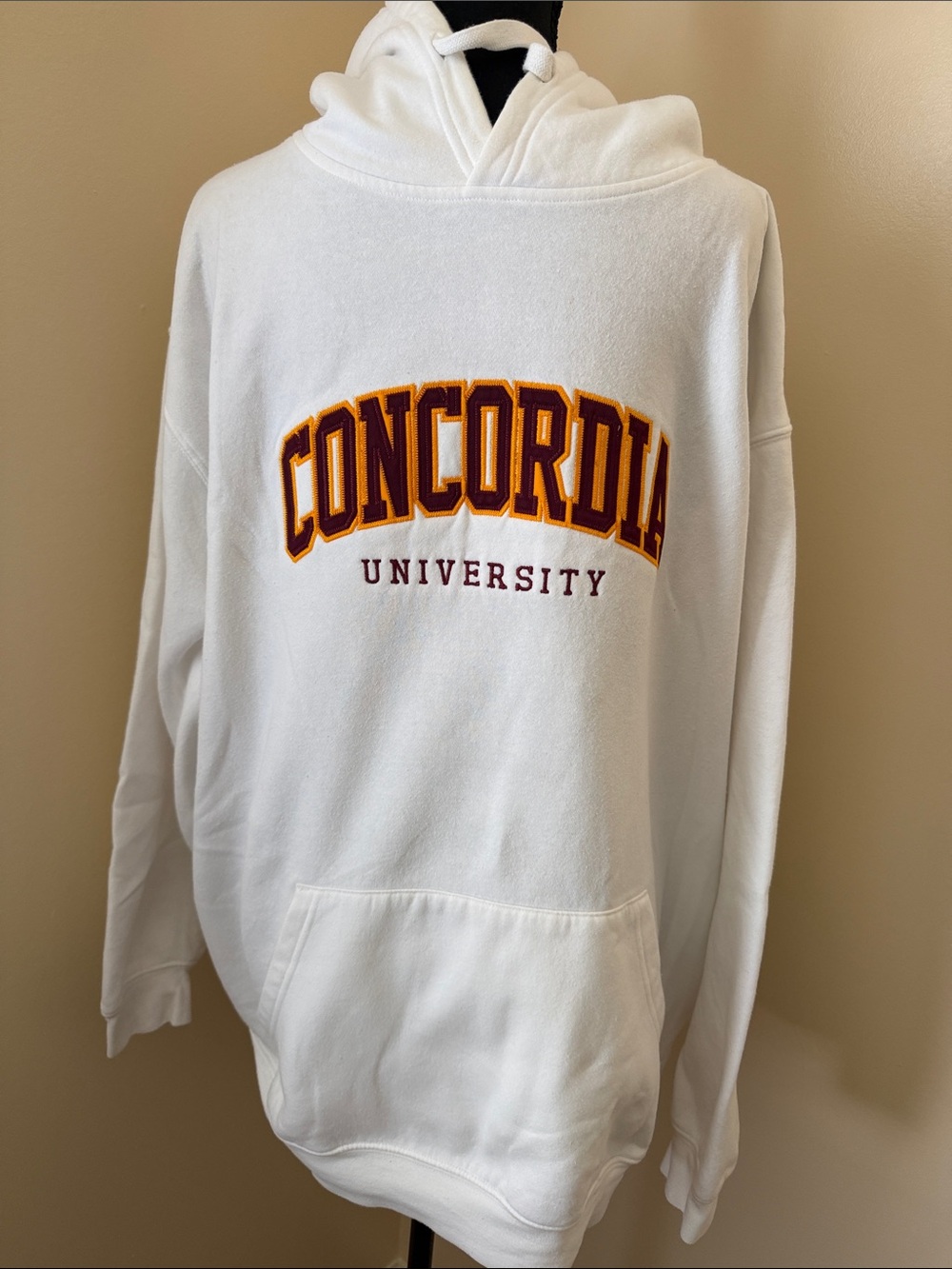 Concordia University Hoodie with Gold-Maroon Lettering. Size XXL